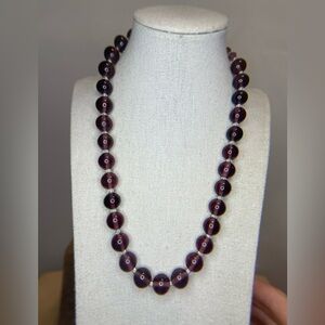 Potential Czech Beaded Purple Glass Necklace Vintage